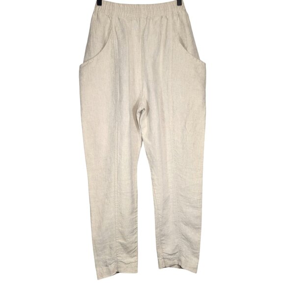 Elizabeth Suzann Clyde Work Pant Linen Natural Beige Lagenlook Classic Boho 8R - Picture 4 of 9